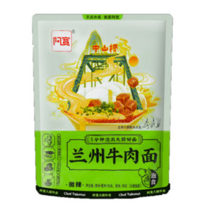 Akuan Lanzhou artificial beef flavor noodles (白家陈记 阿宽 大厨外卖 兰州牛肉面 自立袋)