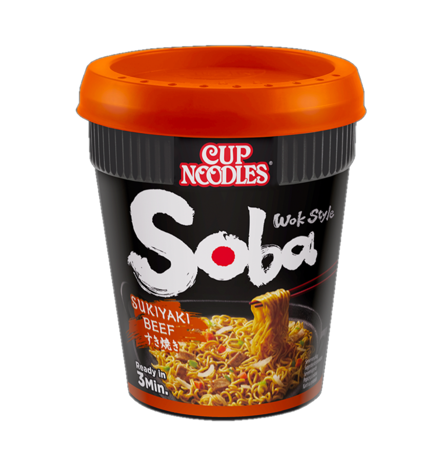 Cup soba noodle sukiyaki beef flavor