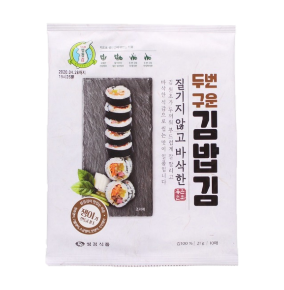 Sung Gyung Roasted rice roll laver | 성경식품 지도표 성경김 두번구운 김밥김
