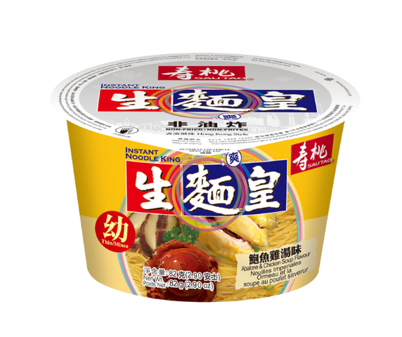 Sau Tao Bowl noodle abalone & chicken soup flavor thin (寿桃 生麵皇鮑魚雞湯味)