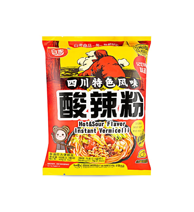 Bai Jia  Sweet potato vermicelli - hot & sour flavour (白家陈记方便粉丝 - 正宗酸辣味 袋装)