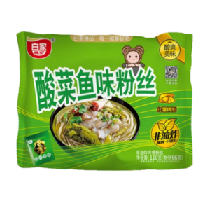 Bai Jia  Artificial pickled cabbage fish flavour instant vermicelli (白家酸菜鱼味方便粉丝)