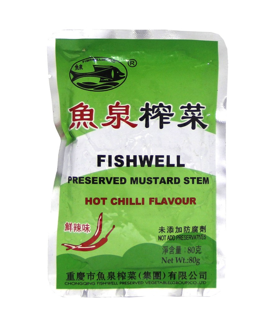 Fishwell Geconserveerde mosterdstengels hete chili smaak (鱼泉榨菜鲜辣味)