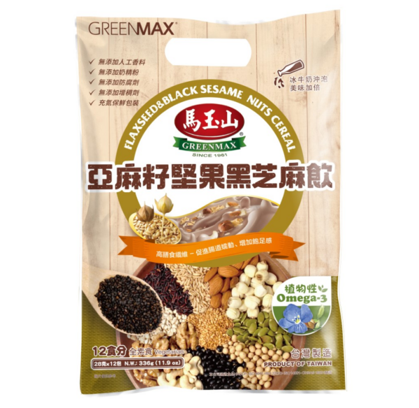 Greenmax Flaxseed & black sesame nuts cereal (馬玉山 亞麻籽堅果黑芝麻飲)