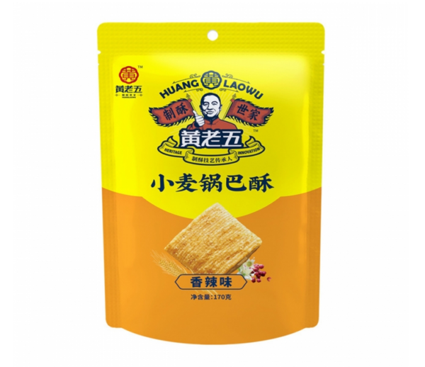 Huang Lao Wu Wheat crust spicy flavor (黄老五 小麦锅巴酥 香辣味)