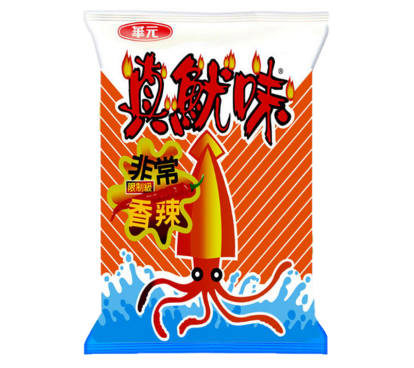 Hwa Yuan  Squid shaped crackers spicy flavour (华元 真鱿味 非常香辣)