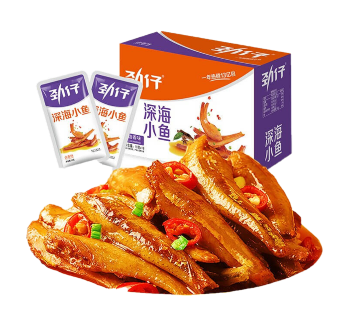 Jinzai  Instant dried anchovies soy sauce flavor (劲仔 深海小鱼 小鱼干 卤香味)