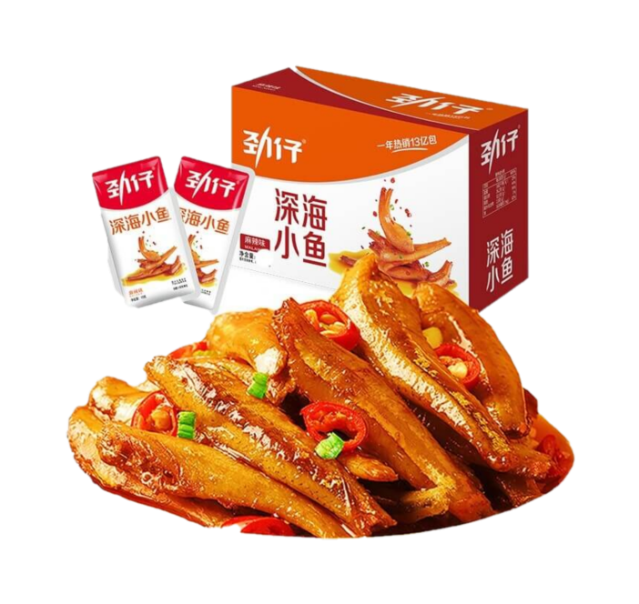 Jinzai  Instant dried anchovies hot & spicy flavor ( 劲仔 深海小鱼 小鱼干 麻辣味 )