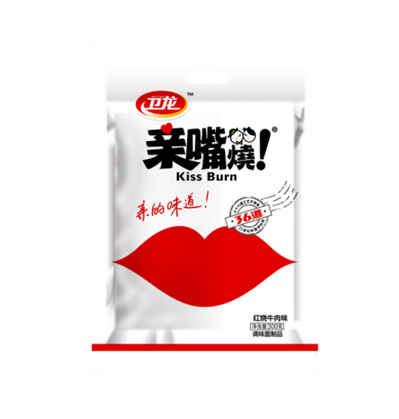 Wei Long "Kiss burn" beef flavor (卫龙 亲嘴烧 红烧牛肉味)