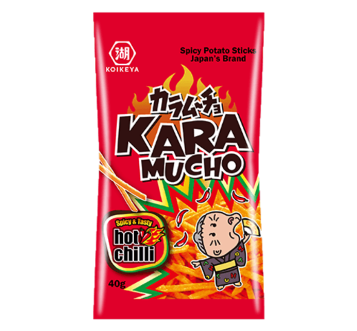 Koikeya Kara mucho potato sticks hot chilli flavor