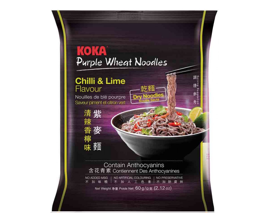 Koka Purple wheat noodle chilli & lime flavor (意式清辣香柠紫麦面 60克)