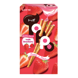 Lotte Toppo biscuit stick vanilla strawberry flavor