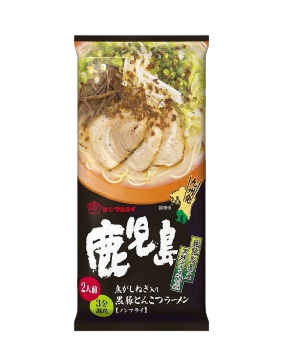 Marutai  Kagoshima style tonkotsu pork stock ramen noodle (マルタイ 鹿児島 黒豚とんこつラーメン) ( 2 servings)