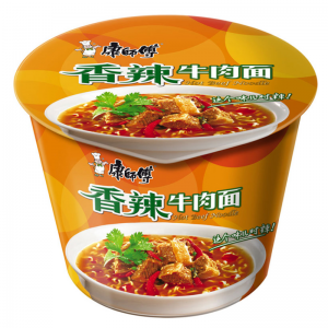 Mr. Kon Bowl noodle spicy beef flavor (康师傅 香辣牛肉面 碗装)
