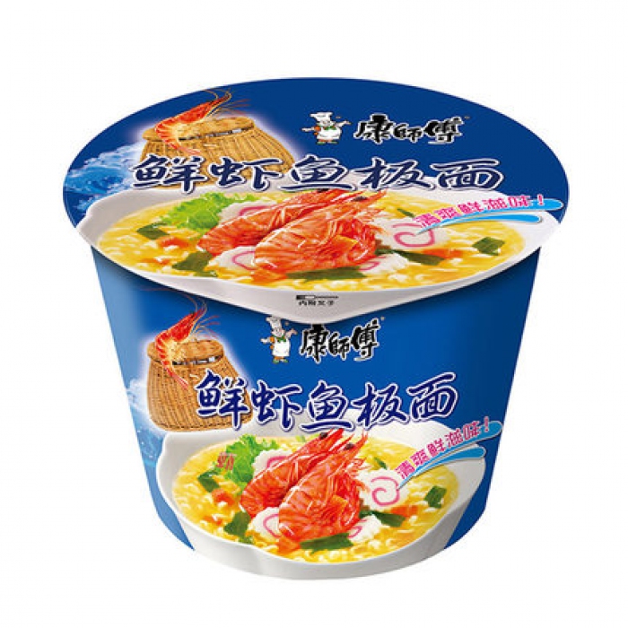 Mr. Kon Bowl noodle shrimp flavor (康师傅 鲜虾鱼板面 碗装)