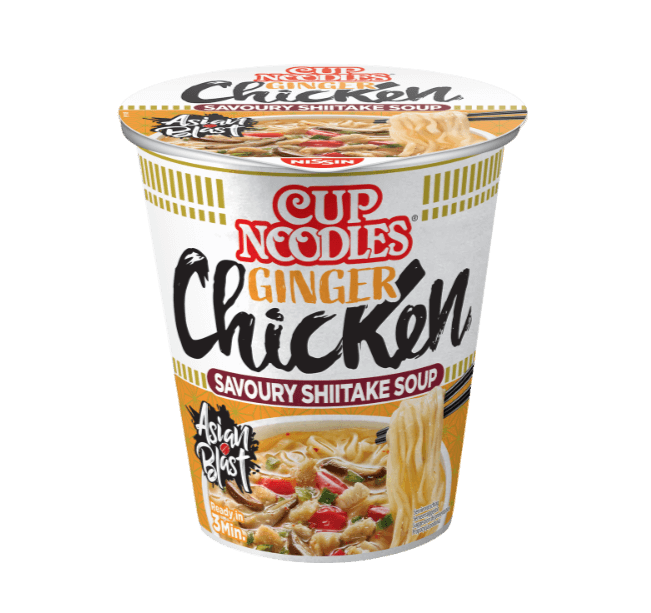Nissin Cup noodle ginger chicken flavor savoury shiitake soup