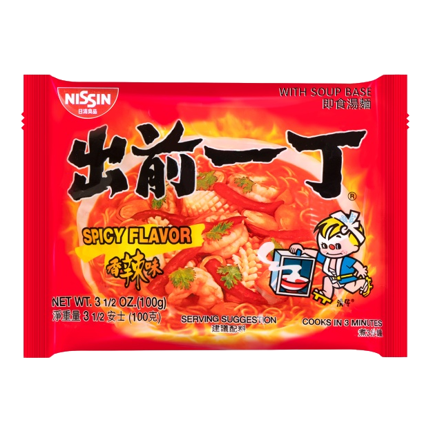 Nissin Noodle spicy flavor demae ramen (出前一丁香辣麵)