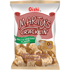 Oishi  Marty's cracklin vegetarian chicharon salt & vinegar flavor