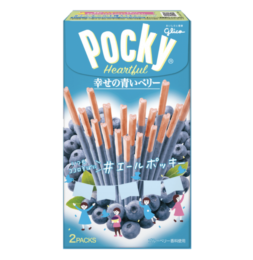 Glico Pocky biscuit sticks heartful blueberry