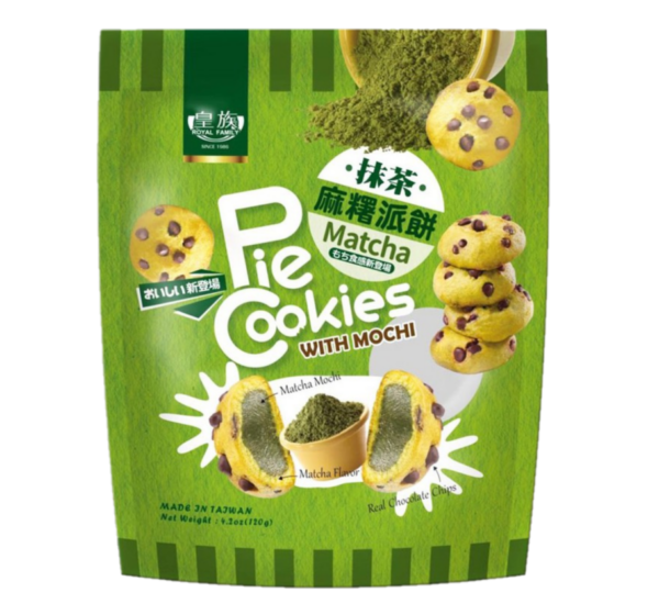 Royal Family Mochi cookies with cocoa chips artificial matcha flavor
