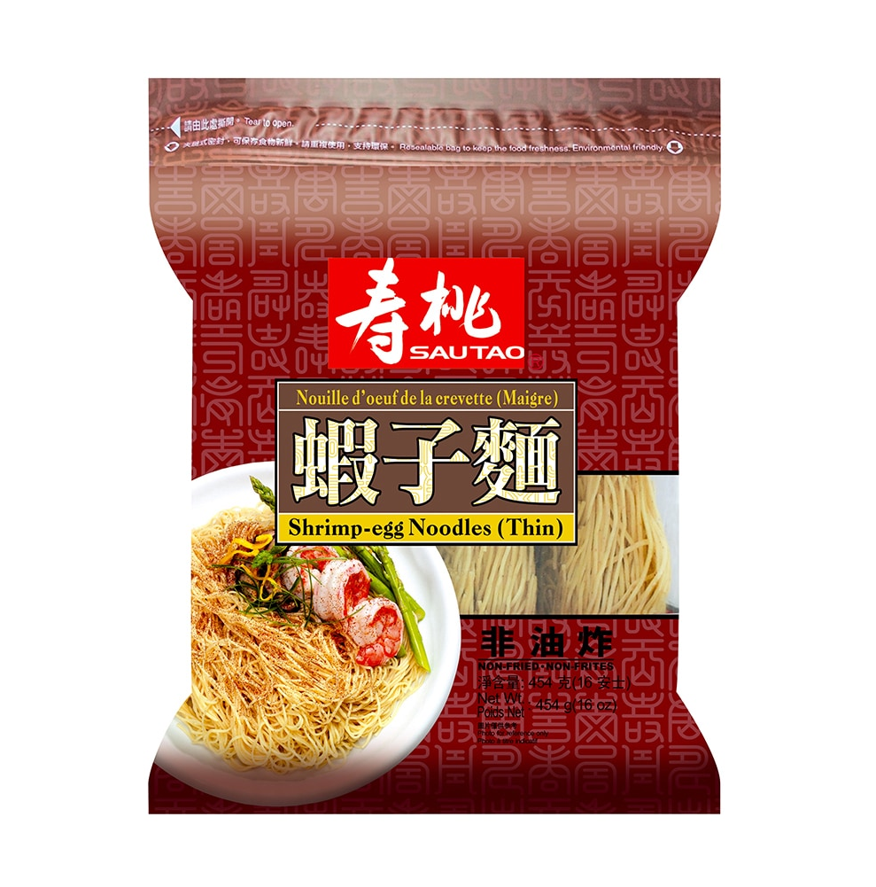 Sau Tao Shrimp egg noodle thin (寿桃 袋裝蝦子麵 (粗))