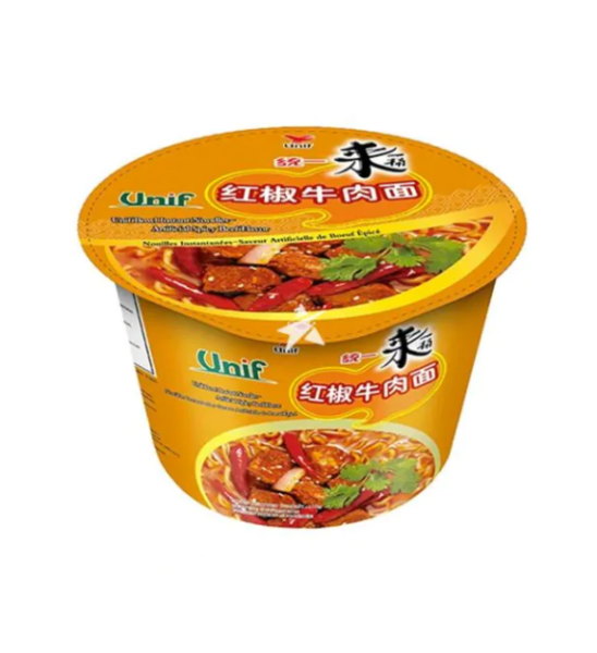 Unif  Bowl noodle - artificial spicy beef flavor (统一来一桶红椒牛肉面)