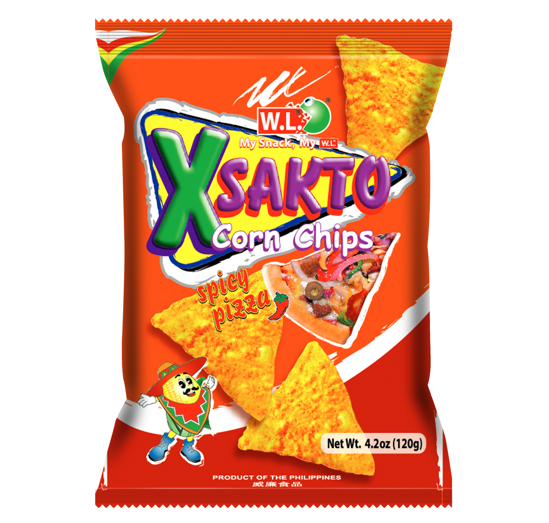 W.L. X sakto corn chips spicy pizza flavour